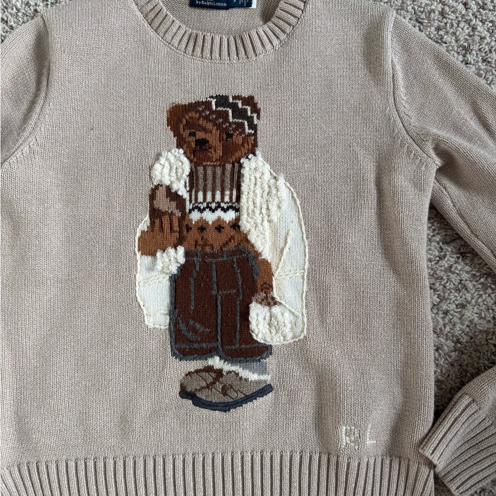 Ralph Lauren Beige Sweater with Bear Design